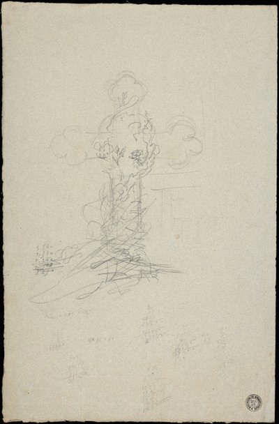 Sketch of Tomb for the Karakehia Family at Père Lachaise Cemetery in Paris by Adolphe Victor Geoffroy Dechaume